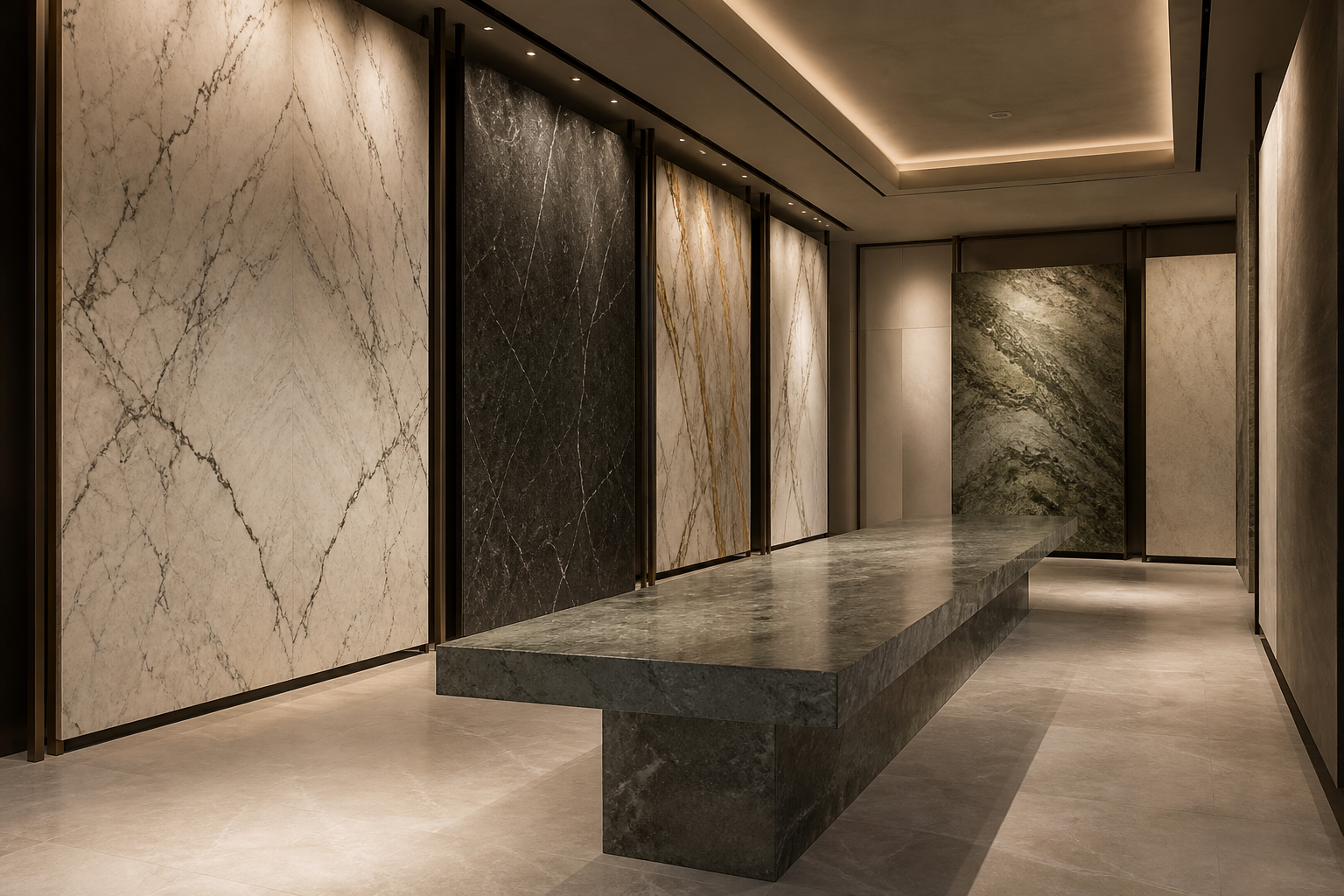 Forma Materials luxury slab gallery with stone panels and architectural finishes